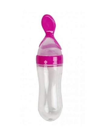 Colher dosadora silicone bebê leite materno papinha (Rosa) - Dufy