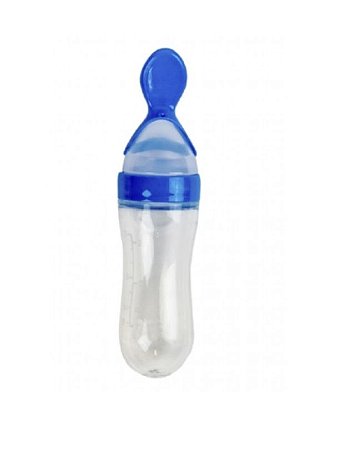 Colher dosadora silicone bebê leite materno papinha (Azul) - Dufy