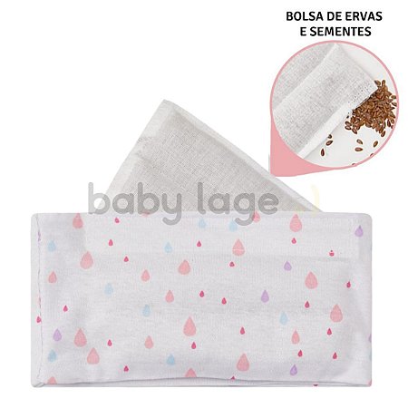 Bolsa Faixa térmica  para cólica bebê tipo cinta com velcro (Rosa - gotas) - Papi