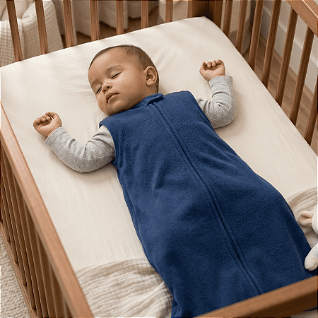 Saco Saquinho de Dormir Bebê (Sleep Bag) Cobertor de Vestir Soft (Azul) Tam. P