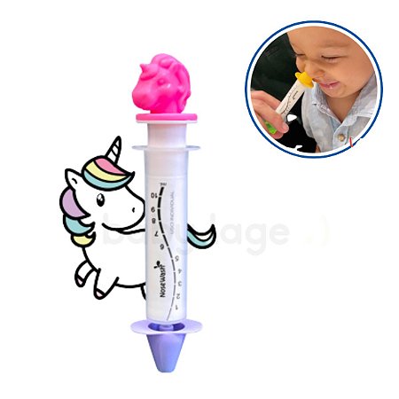 Seringa para lavagem nasal nariz bebê crianças Dispositivo NoseWash - Unicórnio (Rosa)