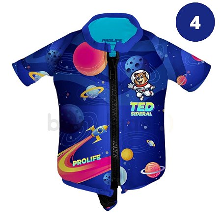 Camisa Flutuadora Boia Colete Camiseta Infantil Criança Floater (Espaço Sideral) Tam 4