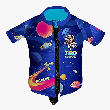 Camisa Flutuadora Boia Colete Camiseta Infantil Criança Floater (Espaço Sideral) Tam 6
