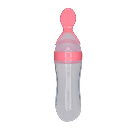 Colher dosadora silicone bebê leite materno papinha (Rosa)
