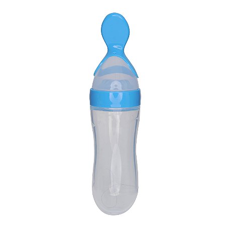 Colher dosadora silicone bebê leite materno papinha (Azul)