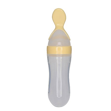 Colher dosadora silicone bebê leite materno papinha (Amarelo)