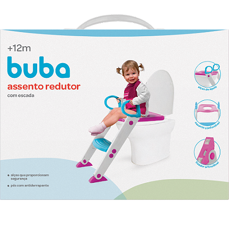 Assento Redutor com escada para privada Infantil Desfralde (Rosa e Azul) - Buba - Cód. 7425
