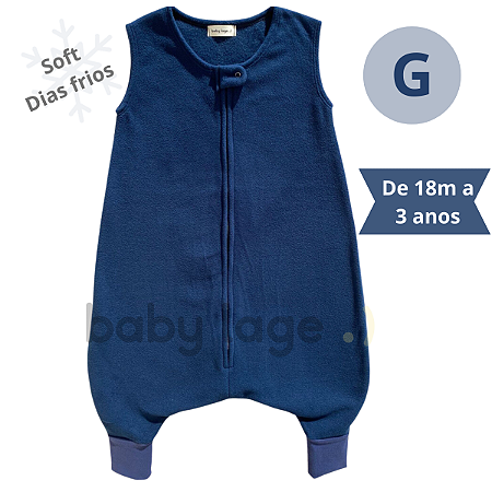 Saco Saquinho de Dormir Bebê Com Pé (Sleep Bag) Cobertor de Vestir Soft (Azul) Tam. G