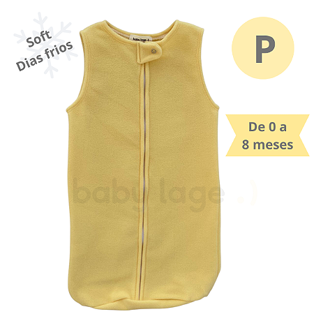 Saco Saquinho de Dormir Bebê (Sleep Bag) Cobertor de Vestir Soft (Amarelo) Tam. P