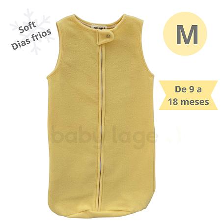 Saco Saquinho de Dormir Bebê (Sleep Bag) Cobertor de Vestir Soft (Amarelo) Tam. M