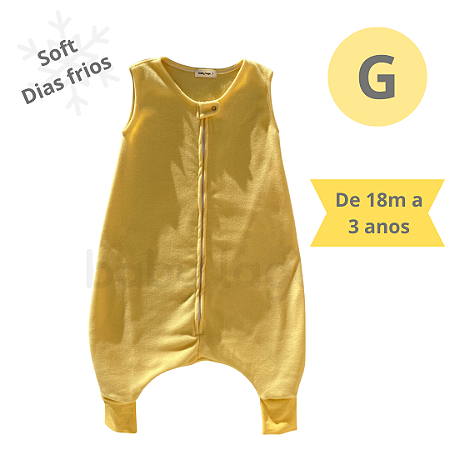 Saco Saquinho de Dormir Bebê Com Pé (Sleep Bag) Cobertor de Vestir Soft (Amarelo) Tam. G