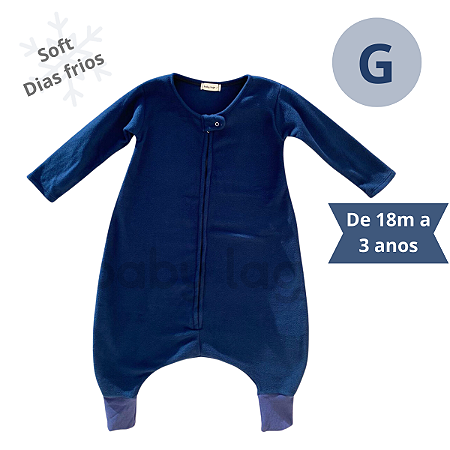 Saco Saquinho de Dormir Bebê Com Manga e Pézinho (Sleep Bag) Cobertor de Vestir Soft (Azul) Tam. G