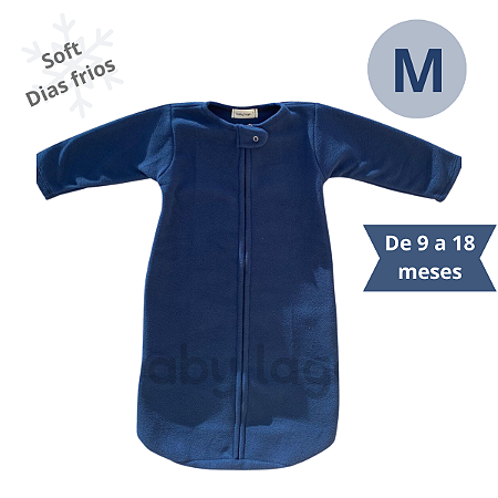 Saco Saquinho de Dormir Bebê Com Manga (Sleep Bag) Cobertor de Vestir Soft (Azul) Tam. M