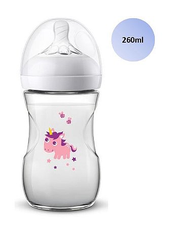 Mamadeira Avent Pétala Anticólica 260ml (Unicórnio) linha animais - SCF070/25 - Philips Avent