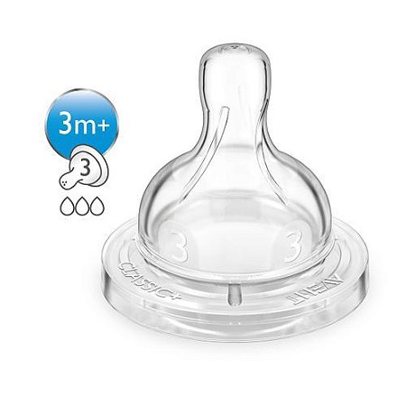 Bico mamadeira avent Clássica Anti-Colic N. 03 (pack com 2 uni) - SCF633/27 - Philips Avent