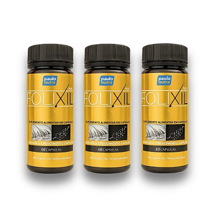 Folixil - Kit com 3 Frascos (180 cápsulas)