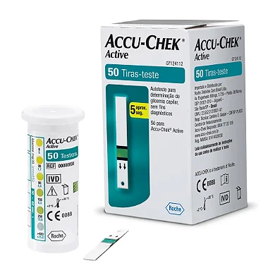 Medição de Glicose com Tiras Accu-Chek Active - 50 Tiras