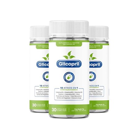 Glicopril - Kit com 3 Frascos (90 Cápsulas)