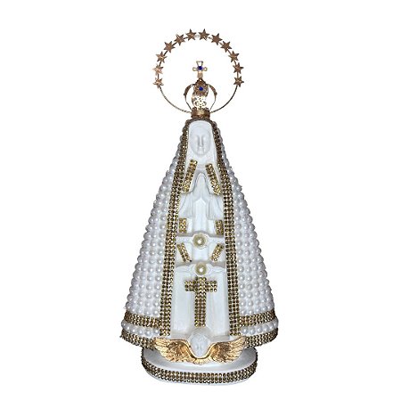 Imagem De Nossa Senhora Aparecida 30cm Com Pérolas Strass e Coroa Com Esplendor