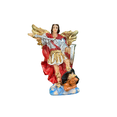 Imagem São Miguel Arcanjo em Resina Colorida Decorativa 12cm