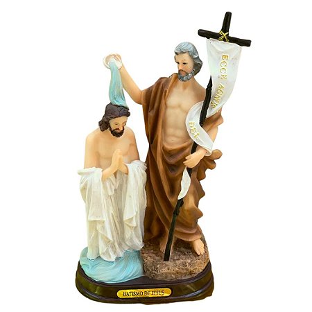 Batismo De Jesus Cristo Em Resina Italiana (23cm)