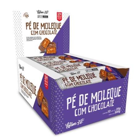 Pé de Moleque com chocolate - zero Açúcar 300g Tradicional (12uni. de 25g cada) - Latam Fit