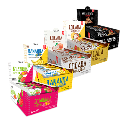 Combo frutas Zero Açúcar - Bananinha, Goiabinha, Cocada, Cocada com abacaxi , Nuts (60 unidades) - Latam Fit