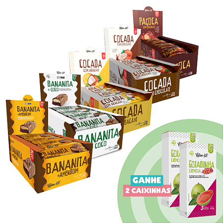 Combo mais vendidos - Zero Açúcar - Paçoca, Bananinha com coco, Cocada Abacaxi,  Banana com amendoim, Cocada com chocolate (66unidades) - Latam Fit
