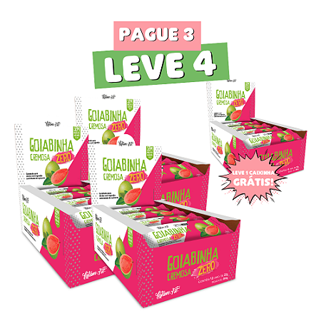 Leve Mais por Menos - 04 Display Goiabinha Zero Açúcar 264g (48 uni. de 22g cada) - Latam Fit
