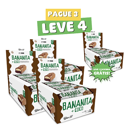 Leve Mais por Menos - 04 Display Banana + Coco + Chocolate Zero Açúcar - 300 g (48 uni. de 25g cada) - Latam Fit