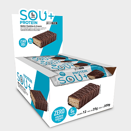 Wafer Cookies & Cream + Proteína coberto com Chocolate 300g (12 uni. de 25g cada) - SOU +