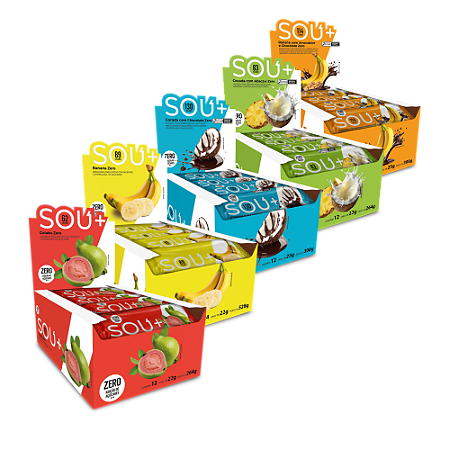 Combo frutas SOU + Zero Açúcar - Bananinha, Goiabinha, Cocada, Cocada com abacaxi , blend amendoim (60 unidades) - Latam Fit