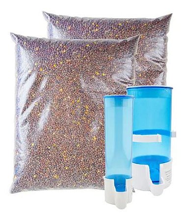 COMBO Nabão Semente Para Pássaros 2kg Com Comedouros Malha Fina