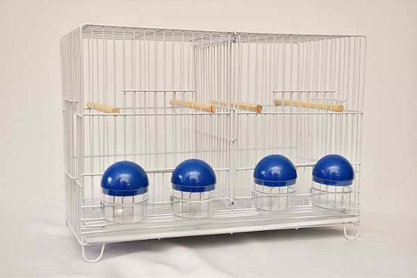 Gaiola com 4 Comedouros Azul Zincada Prata Contrerapet