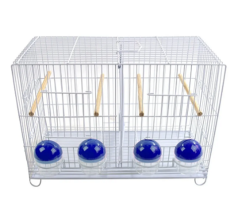 Gaiola com 4 Comedouros Azul Epóxi Branca Contrerapet