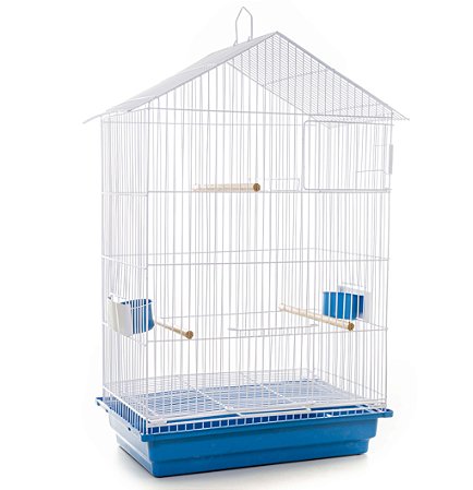 Gaiola Para Periquito Contrera Modelo Imperial Zincada Prata Com Bandeja Azul