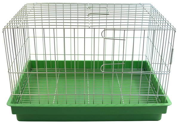 Gaiola Para Mini Coelho Contrera Com Bandeja Plastica Verde Zincada Prata