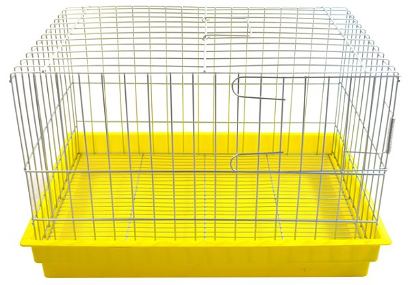 Gaiola P/ Mini Coelho Peq. C/ Band. Plast. Amarela Zinc. Prata