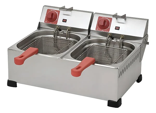 FRITADEIRA ELÉTRICA INDUSTRIAL 12 LITROS 2 CUBAS MARCHESONI 2000W 127V - FT.1.621.ST