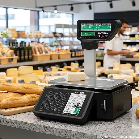 Balanca Etiquetadora Atena Ii 6/15/35Kg Div 2G/5/10g Preto Com Torre Wifi Bivolt - Ramuza