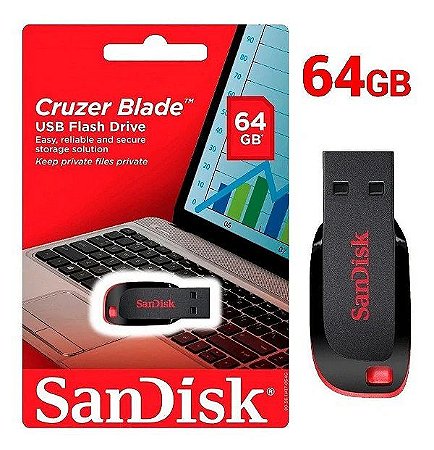 Pen Drive 64gb Sandisk Z50 Cruzer Blade Usb 2.0