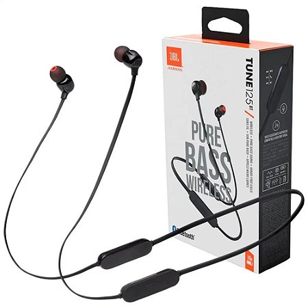 Fone Auric Bluetooth JBL Tune T125BT Preto Com Mic e Cordão