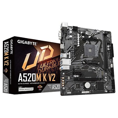 Placa Mae AM4 Gigabyte A520M K V2 M.2 Hdmi Vga DDR4