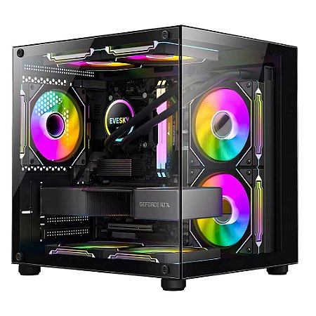 Gabinete Gamer Hayom Aquário GB1796 Preto 4 Fans Rgb S/ Fte