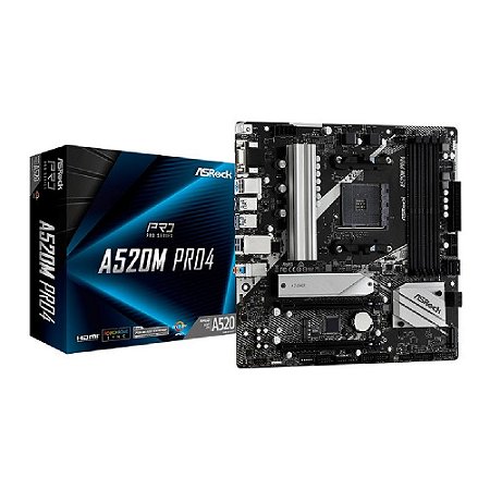 Placa Mae AM4 AsRock A520M Pro4 M.2 DP Hdmi Vga DDR4