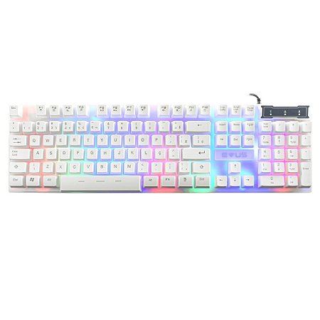 Teclado Gamer USB Evus TC-10W Candy Semi Mec Branco Led