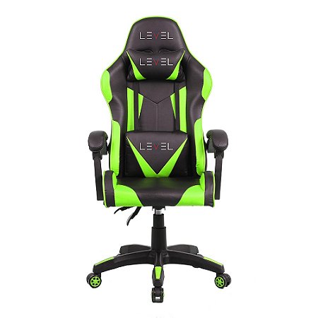 Cadeira Gamer Level LVC01DN Reclinável Preta / Verde