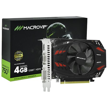 Placa Video 4gb GTX750ti Macrovip GDDR5 1020mhz 128bit