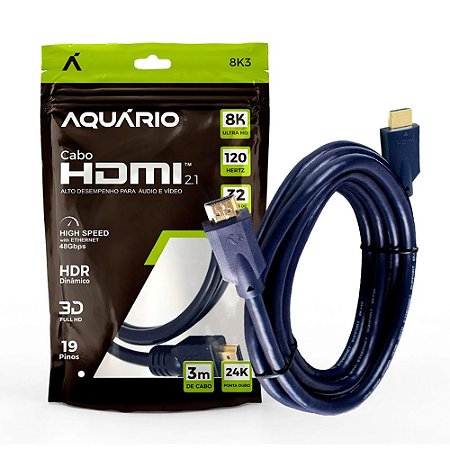 Cabo Video Hdmi 3mts Aquário Ultra HD 8k 2.1v