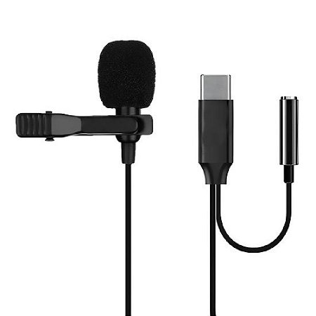 Microfone Lapela Type C Satellite A-FONE35C Lavalier Preto